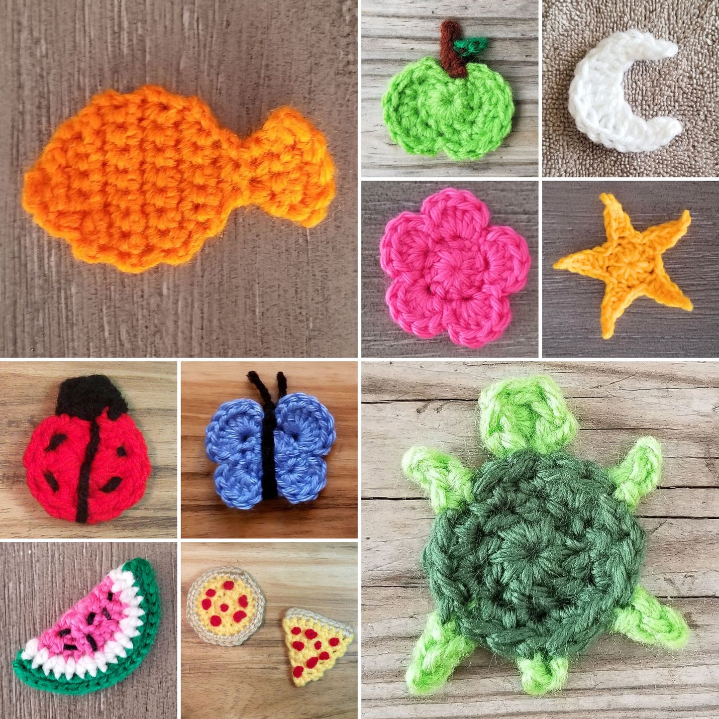 Crochet Appliques Pattern Bundle, PDF Digital Download, 40 Patterns for Animals, Flowers, and More