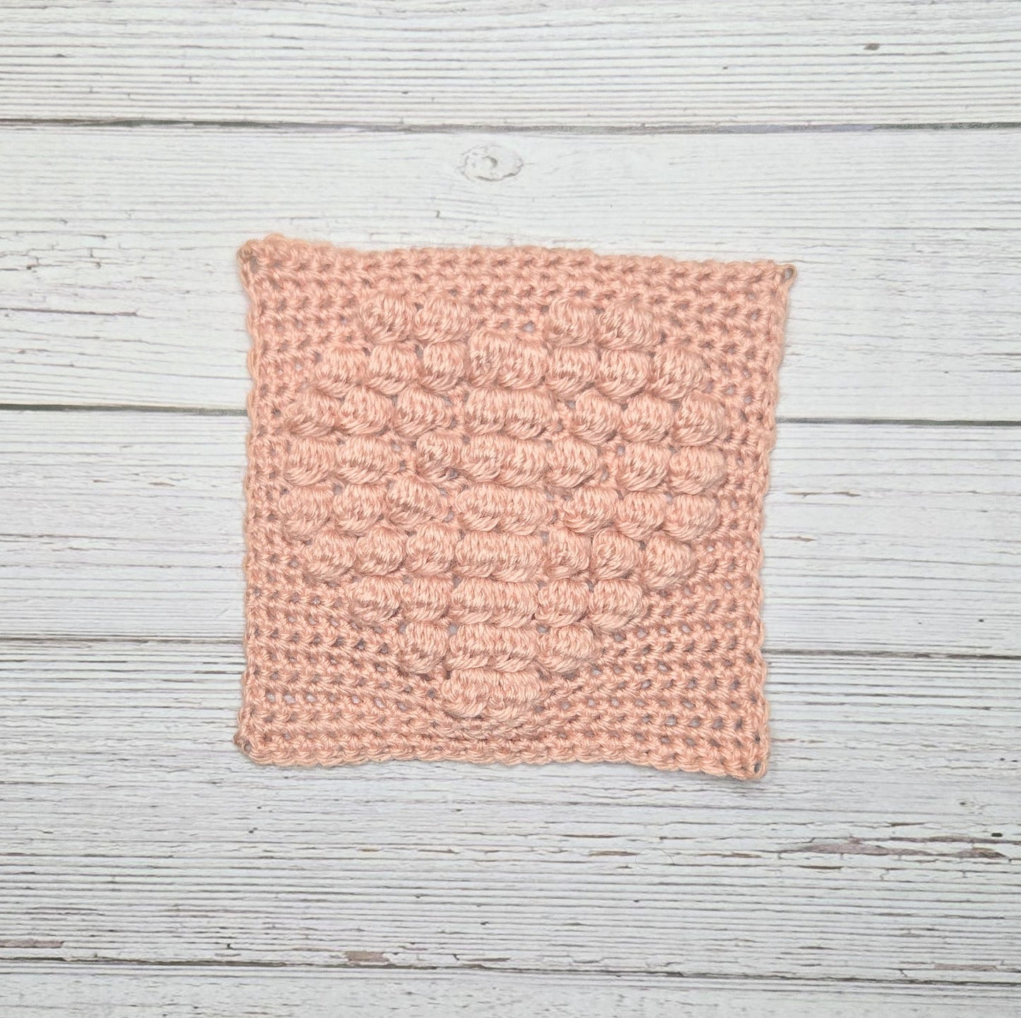 Solid Heart Bobble Afghan Square Crochet Pattern, PDF Download