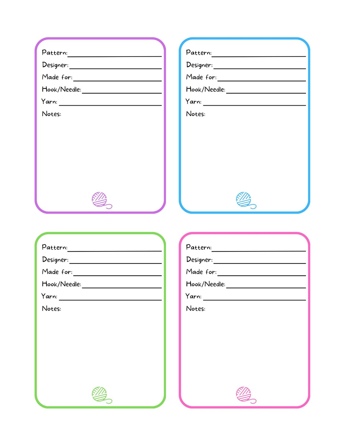 WIP Cards Bundle for Crochet and Knitting Projects, PDF Digital Download