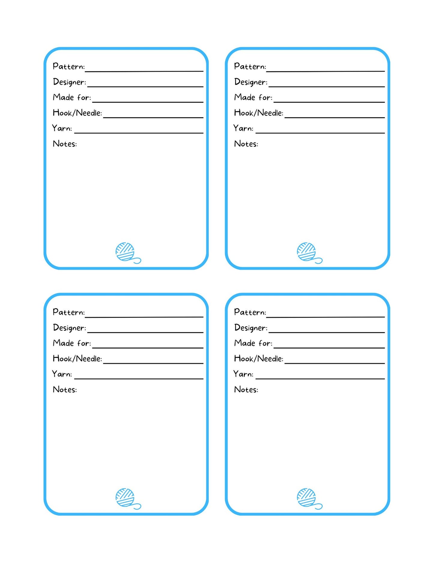 WIP Cards Bundle for Crochet and Knitting Projects, PDF Digital Download