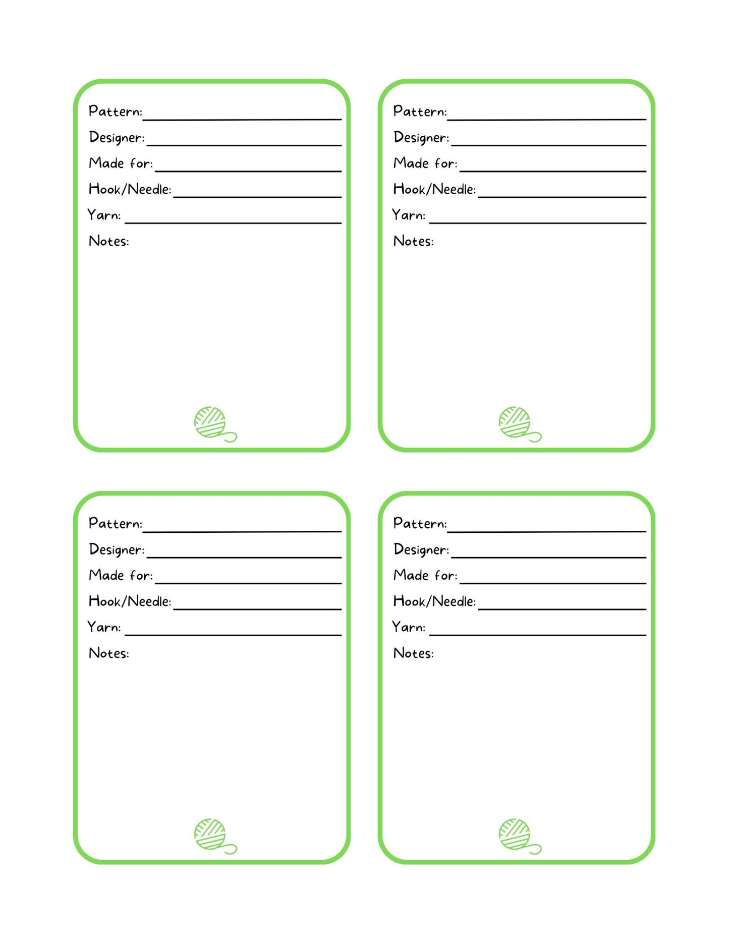 WIP Cards Bundle for Crochet and Knitting Projects, PDF Digital Download