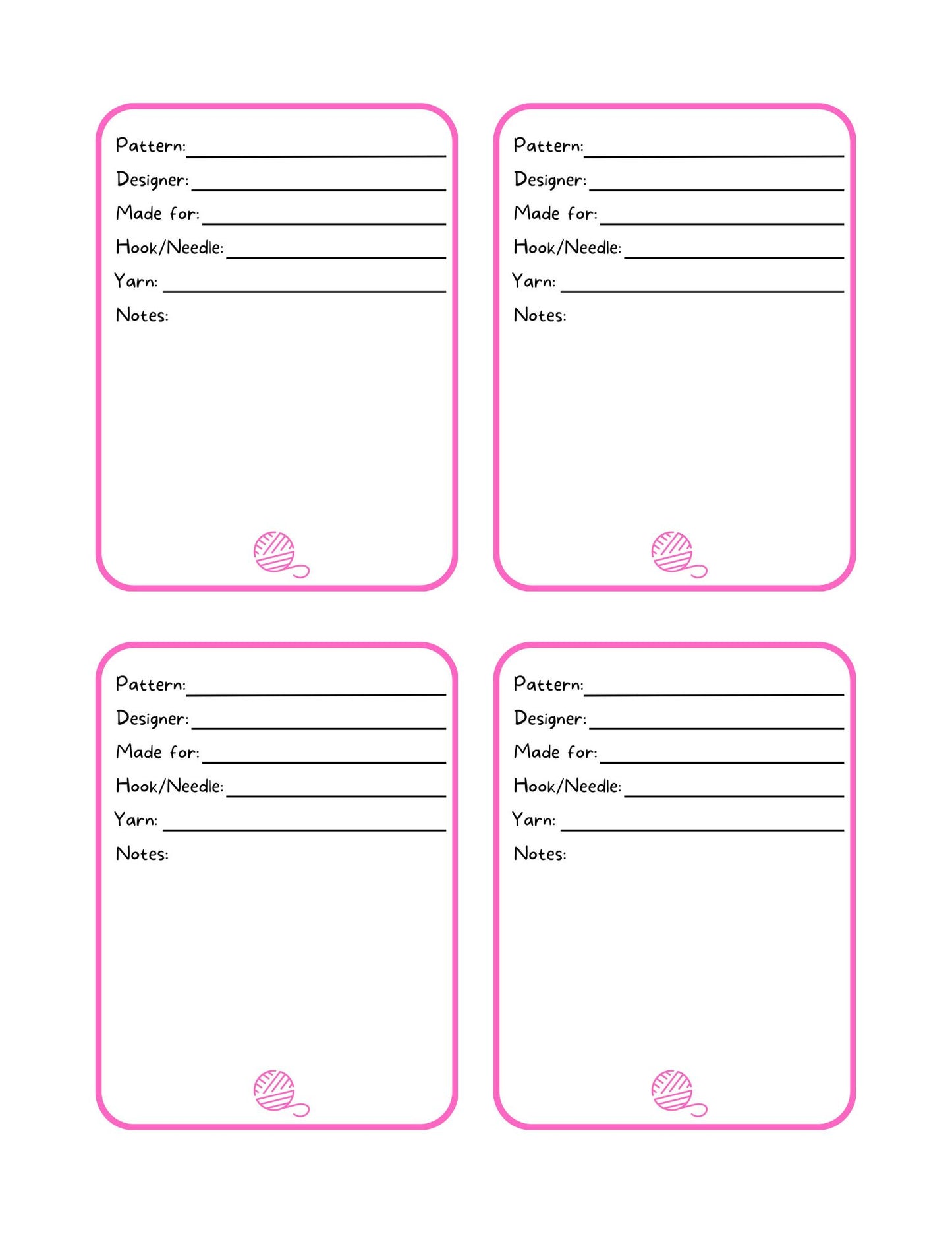 WIP Cards Bundle for Crochet and Knitting Projects, PDF Digital Download