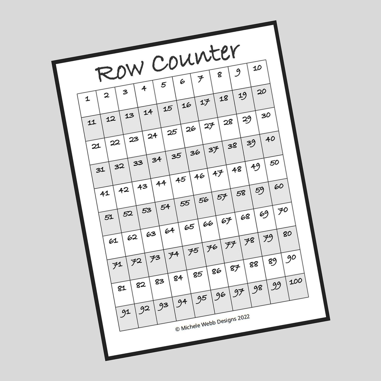 Crochet Row Counter Printable, PDF Digital Download