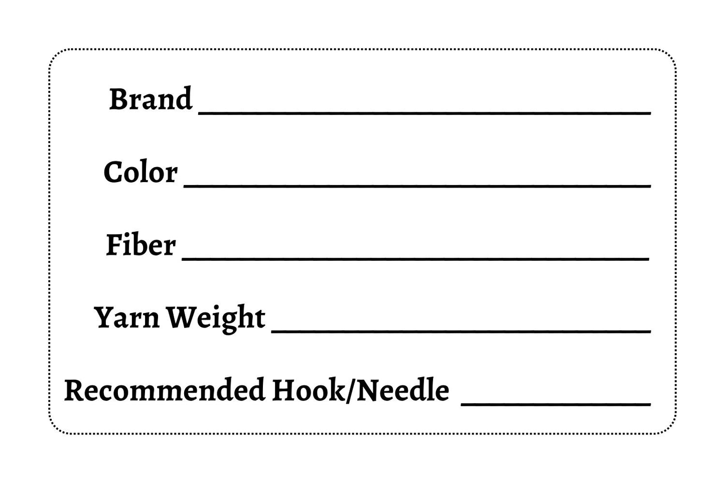 Yarn Label Printable, PDF Digital Download