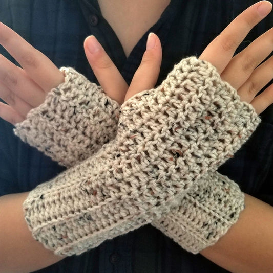 Ribbed Fingerless Gloves Crochet Pattern PDF