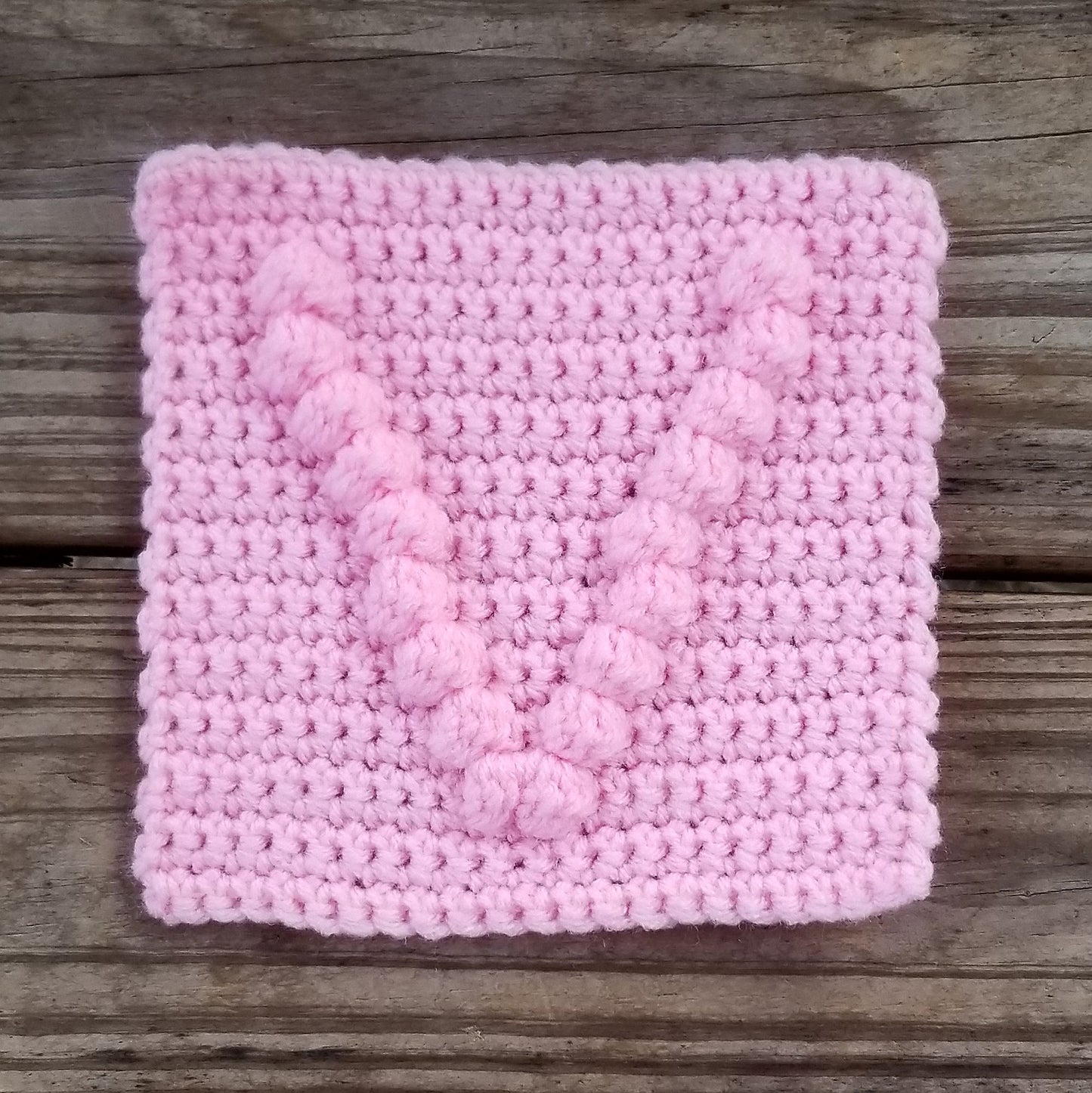Letter V Bobble Afghan Square Crochet Pattern PDF