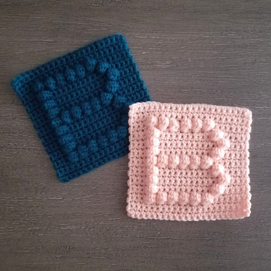 Letter B Bobble Afghan Square Crochet Pattern, PDF Digital Download
