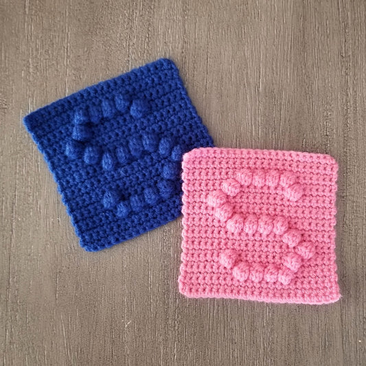 Letter S Bobble Afghan Square Crochet Pattern, PDF Digital Download