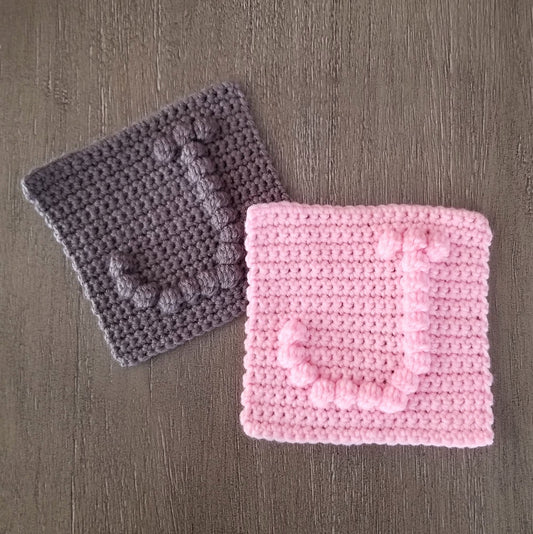 Letter J Bobble Afghan Square Crochet Pattern, PDF Digital Download