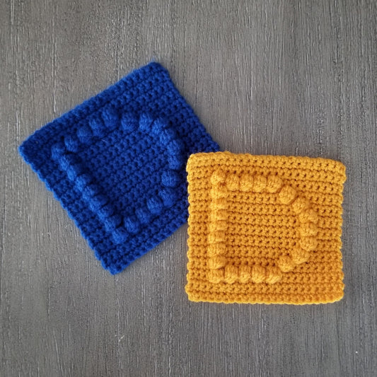 Letter D Bobble Afghan Square Crochet Pattern, PDF Digital Download