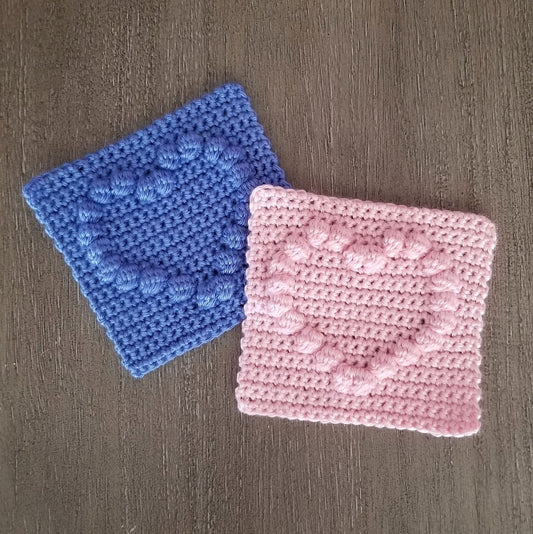 Heart Bobble Afghan Square Crochet Pattern PDF Digital Download
