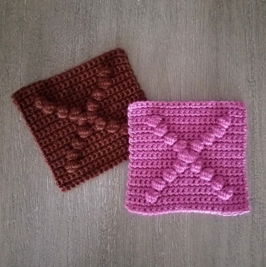 Letter X Bobble Afghan Square Crochet Pattern, PDF Digital Download
