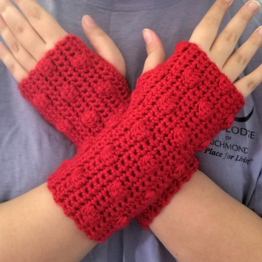 Bobble Fingerless Gloves Crochet Pattern, PDF Digital Download