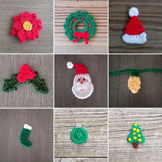Christmas Appliques Crochet Patterns Bundle, PDF Digital Download