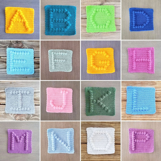 Alphabet Afghan Square Bobble Crochet Pattern Bundle PDF