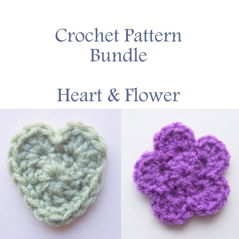 Heart and Flower Crochet Pattern Bundle PDF