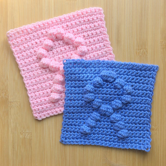 Awareness Ribbon Bobble Afghan Square Crochet Pattern, PDF Digital Download