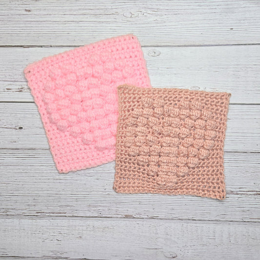 Solid Heart Bobble Afghan Square Crochet Pattern, PDF Download