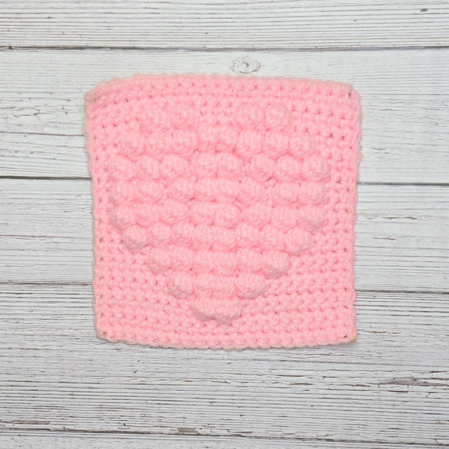 Solid Heart Bobble Afghan Square Crochet Pattern, PDF Download