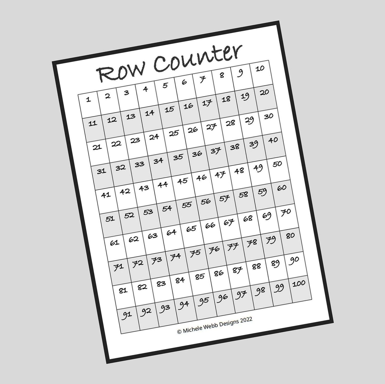 Printable Row Counter for Crochet or Knitting Projects, Printable
