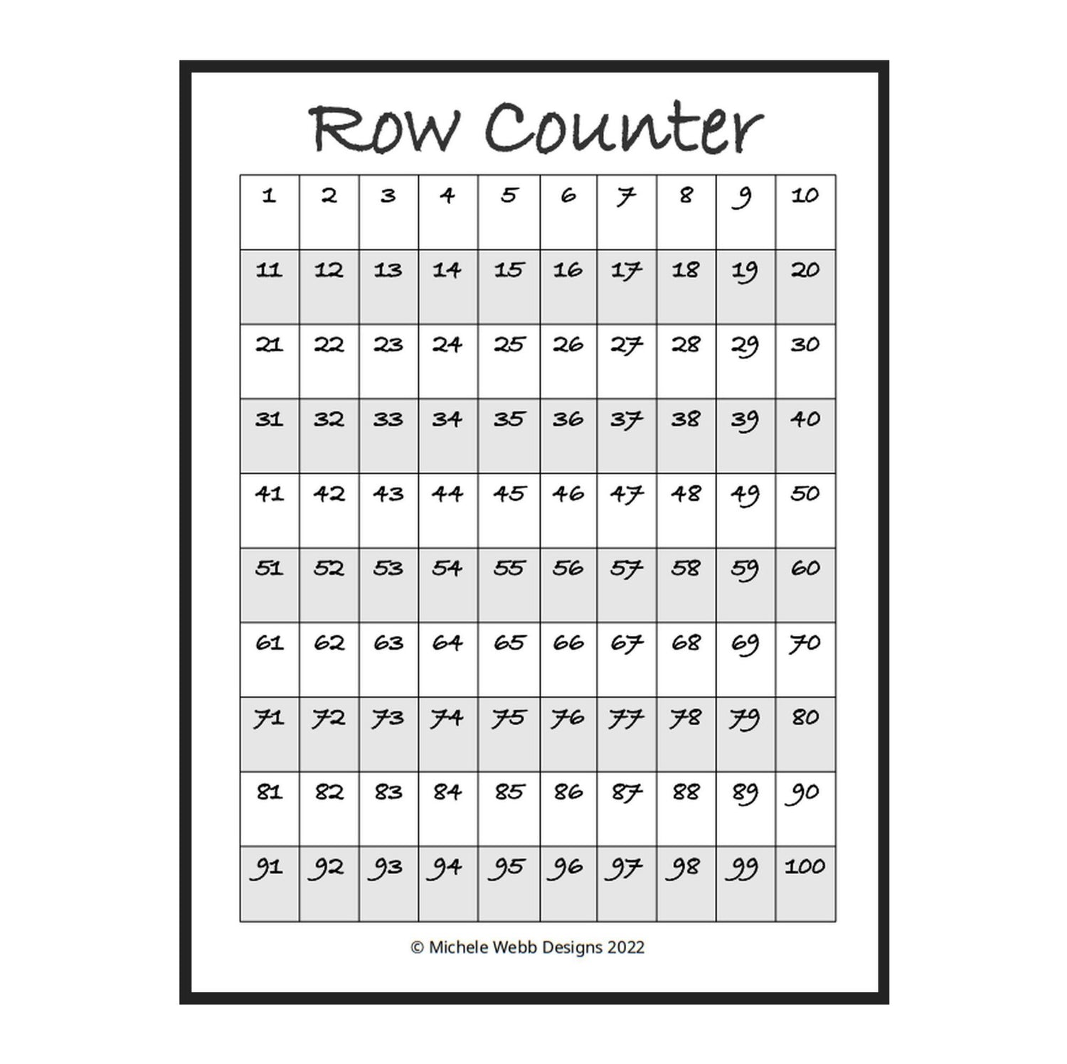 Crochet Row Counter Printable, PDF Digital Download – HCK Crafts