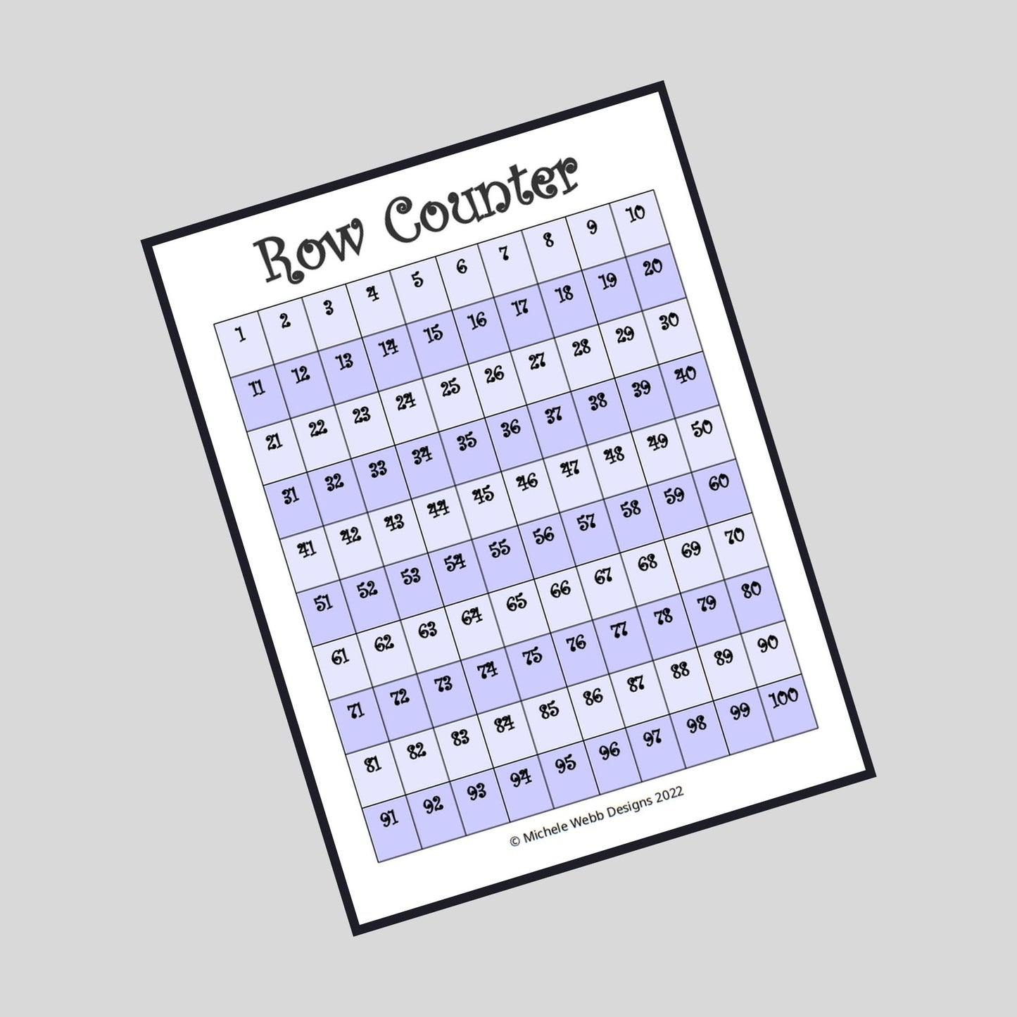 Printable Row Counter, PDF Digital Download