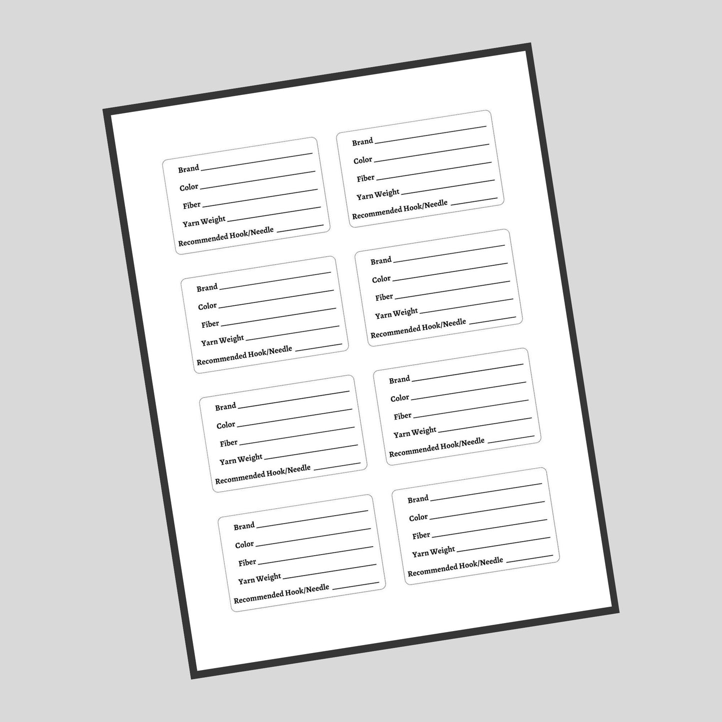 Yarn Label Printable, PDF Digital Download