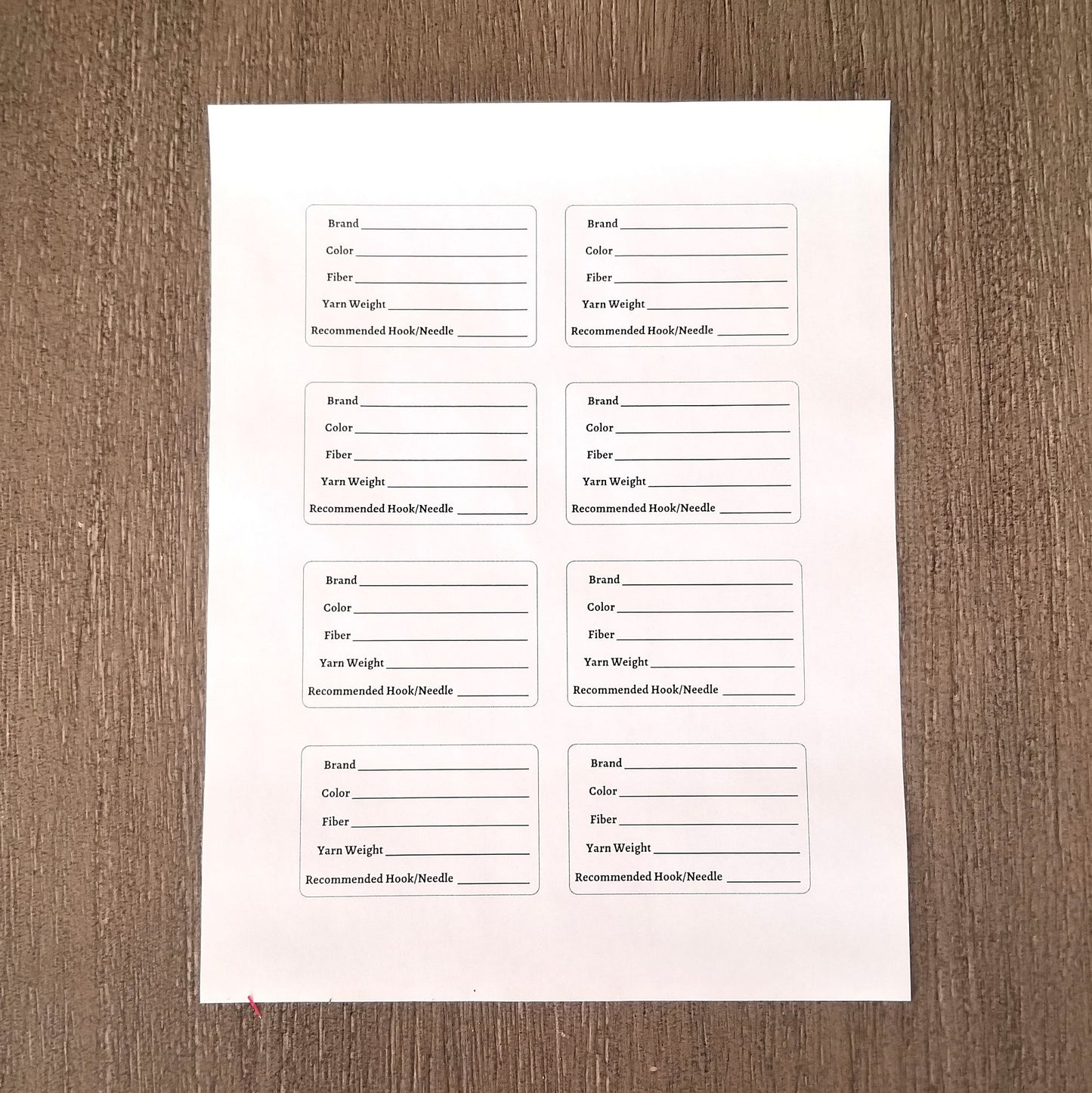 Yarn Label Printable, PDF Digital Download