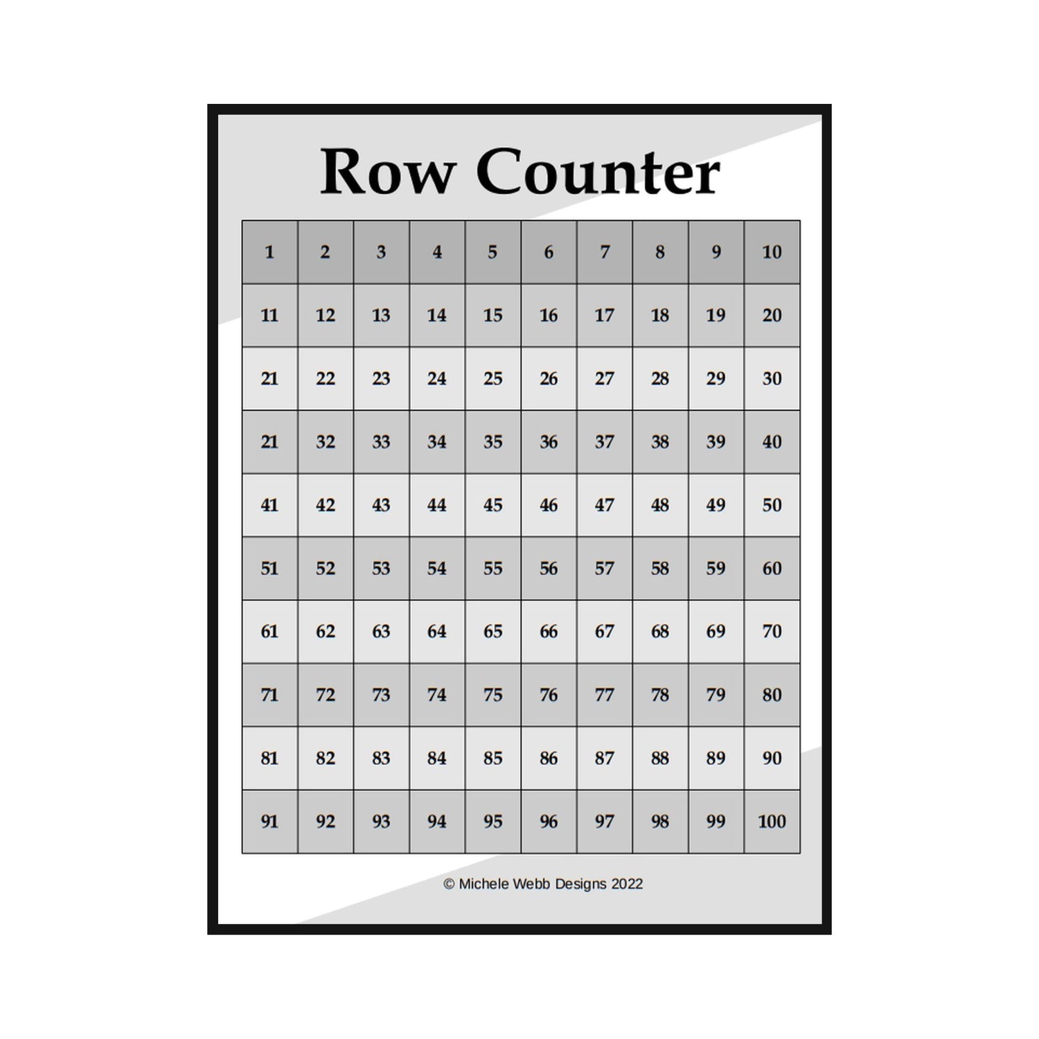 Row Tracker Printable, PDF Digital Download