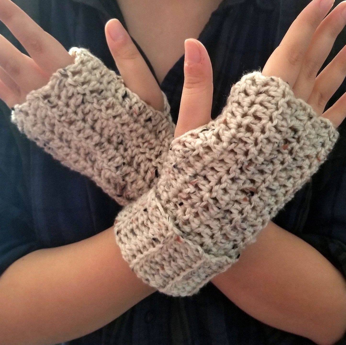 Ribbed Fingerless Gloves Crochet Pattern PDF