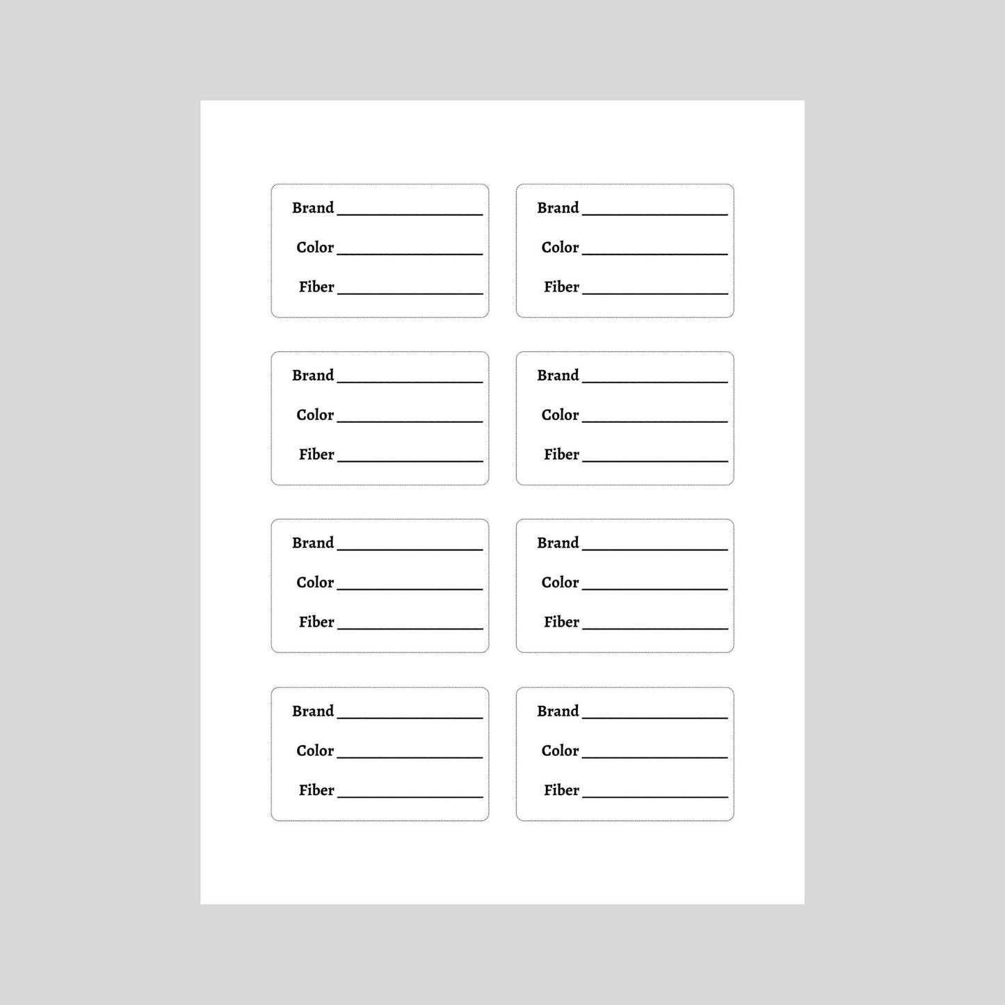 Printable Yarn Tags, PDF Digital Download