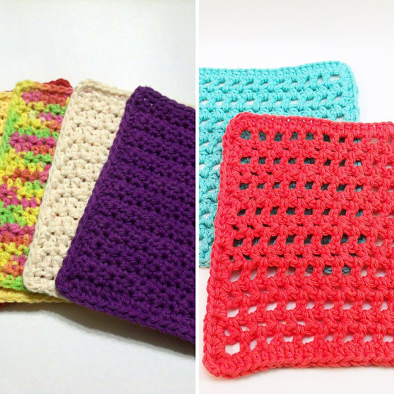 Textured and Mesh Dishcloth Crochet Pattern Bundle. PDF Digital Download