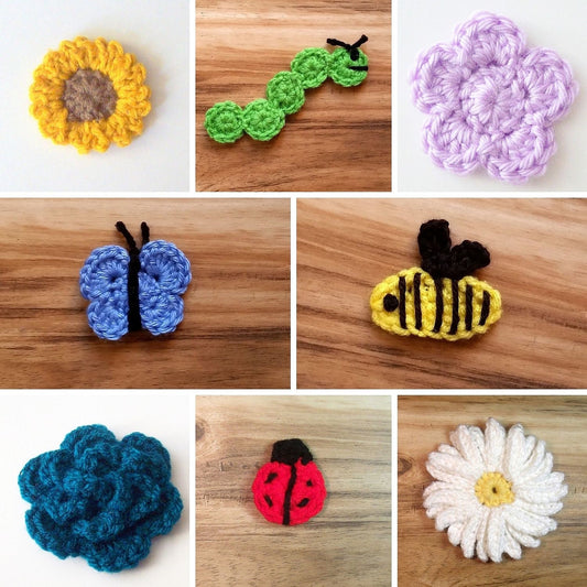 Springtime Appliques Crochet Pattern Bundle, PDF Digital Download