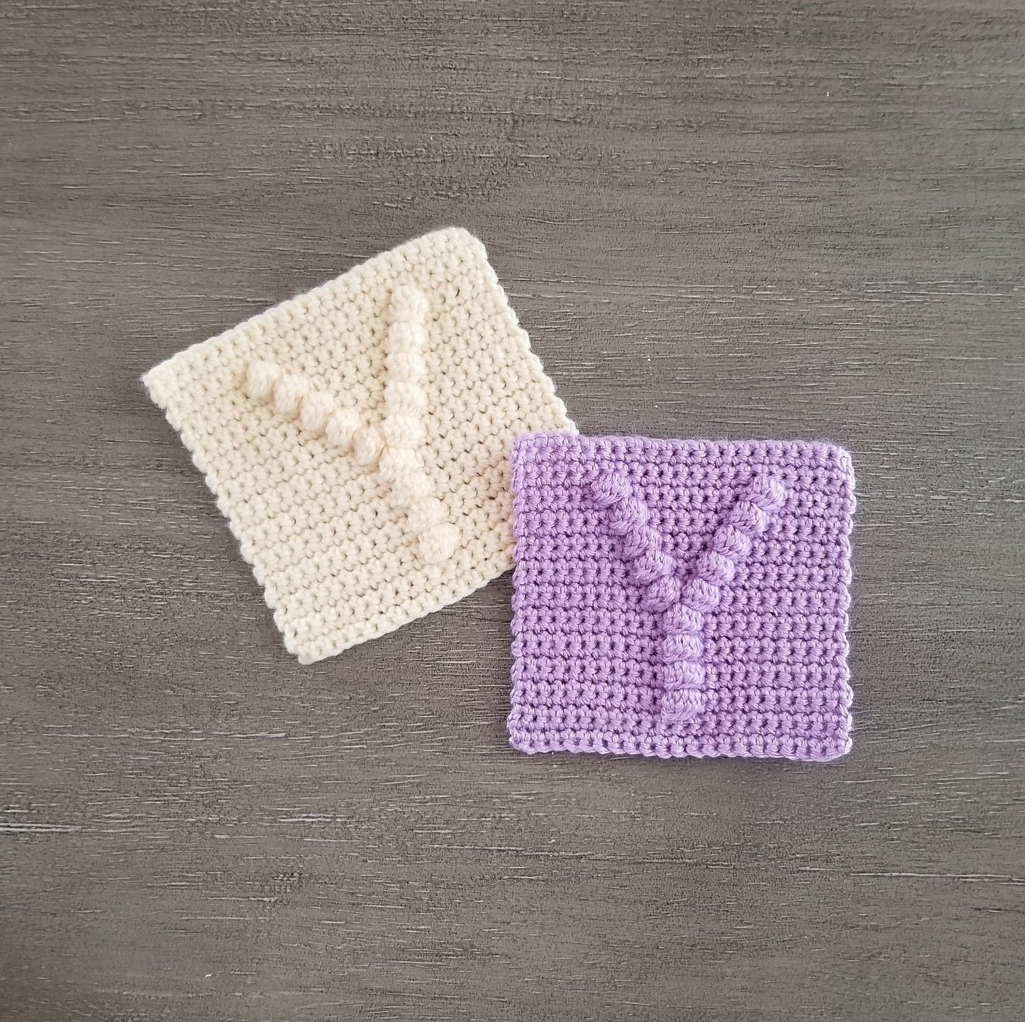 Letter Y Bobble Square Crochet Pattern, PDF Digital Download