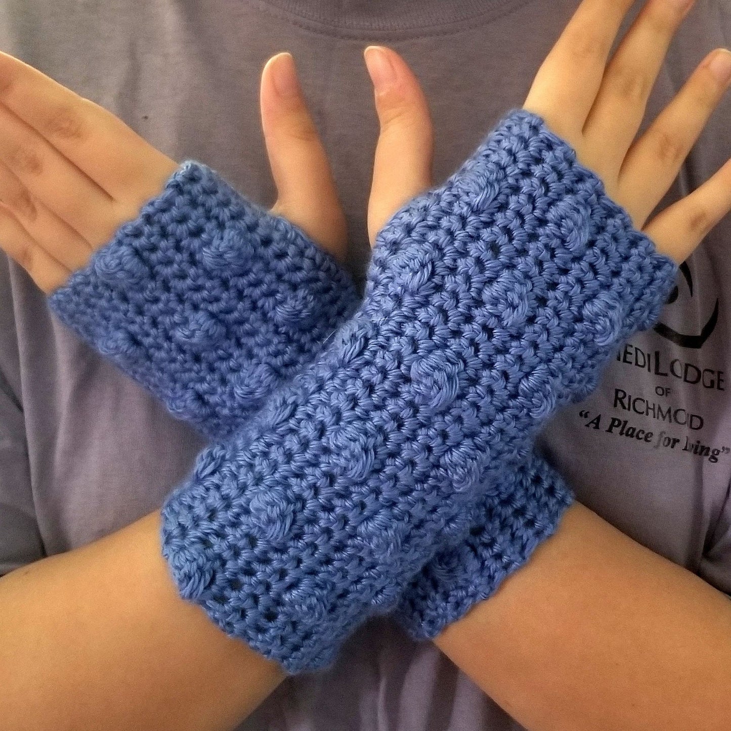 Bobble Fingerless Gloves Crochet Pattern, PDF Digital Download