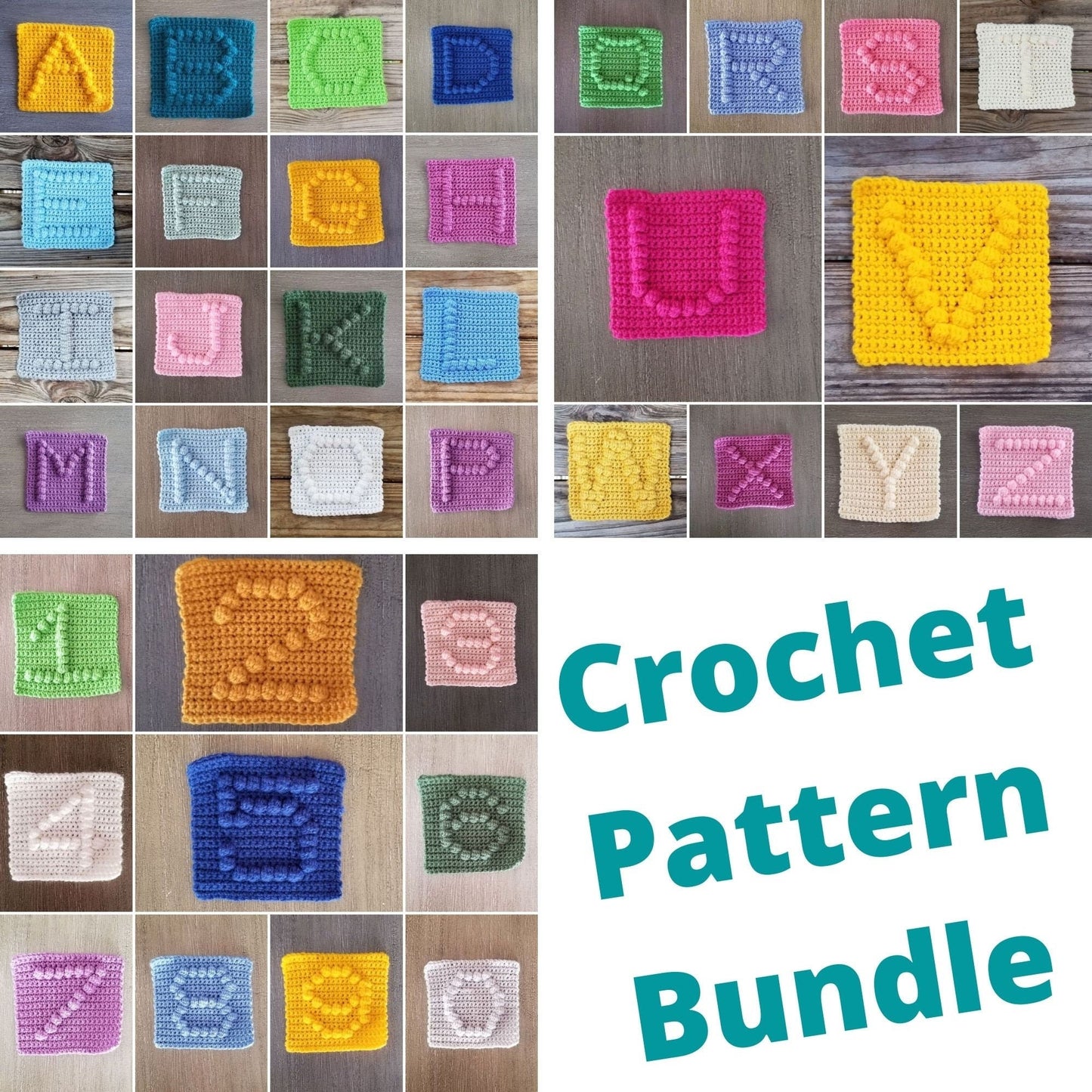 Alphabet and Numbers Crochet Pattern Bundle, PDF Digital Download