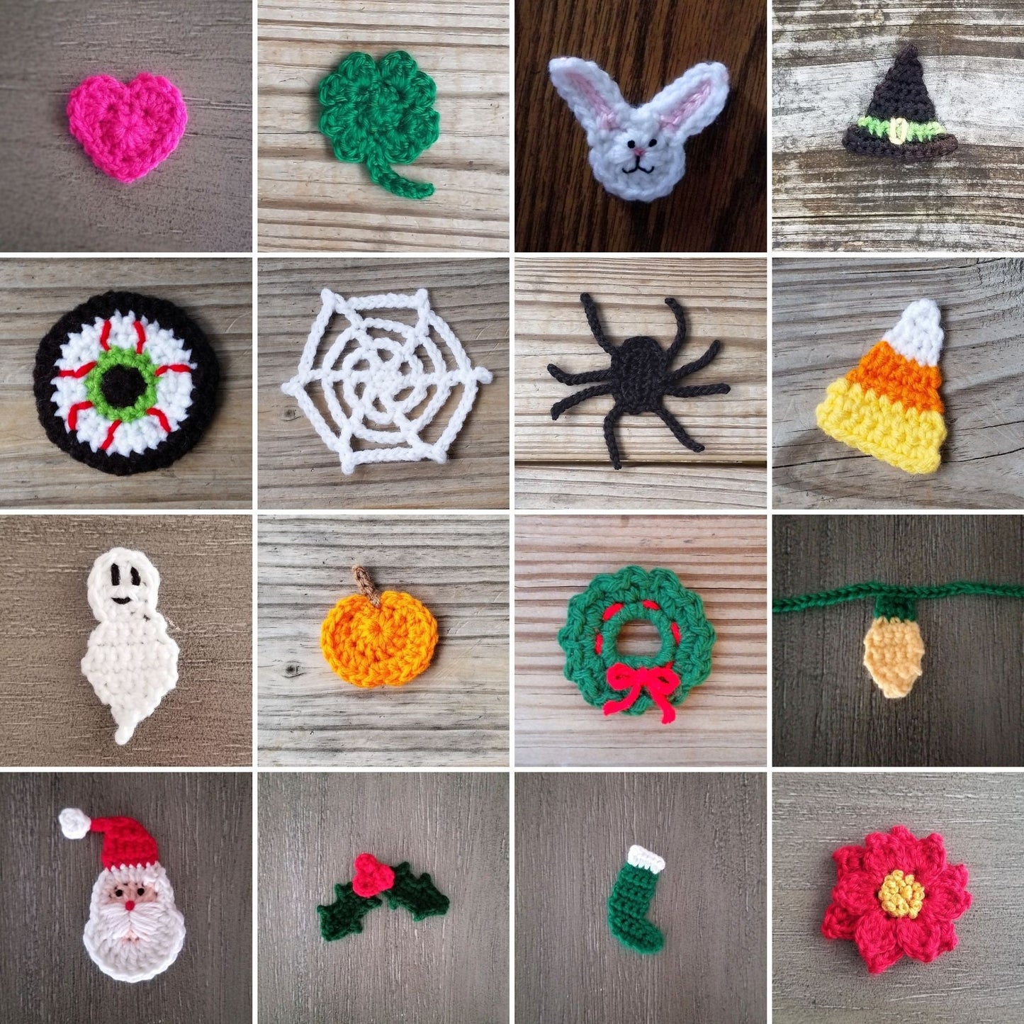 Holiday Appliques Crochet Patterns Bundle, PDF Digital Download